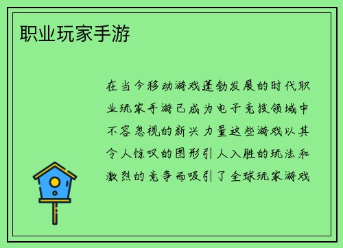 职业玩家手游